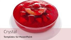  Presentation with crystal - Slides having crystal fruit jelly pie on white plate background and a coral colored foreground