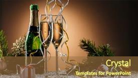 Presentation with christmas balls disco ball - Presentation theme enhanced with crystal gifts - champagne glasses christmas balls gift background and a tawny brown colored foreground