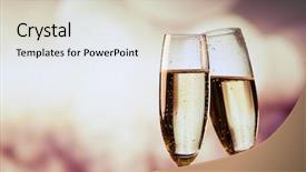  Presentation with two glasses of champagne - Colorful slide set enhanced with crystal gifts - two champagne glasses ready backdrop and a lemonade colored foreground