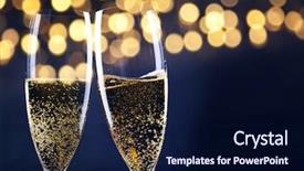  Presentation with two glasses of champagne - Presentation theme enhanced with crystal gifts - two champagne glasses ready background and a navy blue colored foreground
