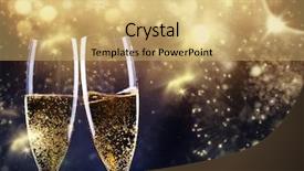  Presentation with two glasses of champagne - Presentation with crystal gifts - two champagne glasses ready background and a yellow colored foreground