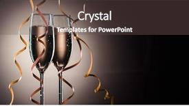  Presentation with two glasses of champagne - Audience pleasing PPT layouts consisting of crystal gifts - two glasses filled with champagne backdrop and a dark gray colored foreground