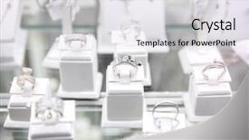  Presentation with jewelry - Colorful PPT theme enhanced with crystal gifts jewllereies - beautiful rings in jewelry store backdrop and a sky blue colored foreground