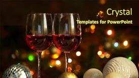  Presentation with christmas lights - Slide set with crystallization - crystal glasses of wine background and a wine colored foreground