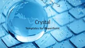  Presentation with crystal - Theme having crystal globe on keyboard closeup background and a light blue colored foreground