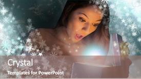  Presentation with crystal - Beautiful presentation theme featuring crystal graphics - digital composite of excited woman backdrop and a violet colored foreground