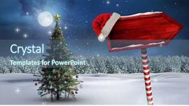  Presentation with winter landscape winter tree - Audience pleasing slides consisting of crystal graphics - digital composite of wooden signpost backdrop and a ocean colored foreground