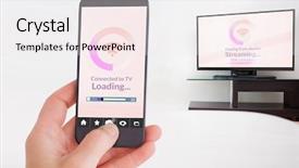  Presentation with crystal image - Presentation featuring crystal graphics - female hand holding a smartphone background and a white colored foreground