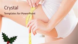  Presentation with holly christmas frame - Theme featuring crystal graphics - toned woman measuring her thigh background and a lemonade colored foreground