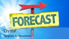  Presentation with forecast - Theme featuring crystal growth - forecast sign with sky background background and a light blue colored foreground