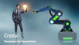  Presentation with idea - Audience pleasing PPT layouts consisting of crystal growth - new idea concept with businessman backdrop and a light blue colored foreground