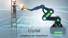  Presentation with idea - Slide deck featuring crystal growth - new idea concept with businessman background and a light blue colored foreground