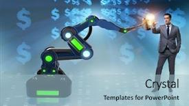  Presentation with idea - PPT theme with crystal growth - new idea concept with businessman background and a light blue colored foreground