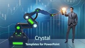  Presentation with new idea innovation - Amazing theme having crystal growth - new idea concept with businessman backdrop and a ocean colored foreground