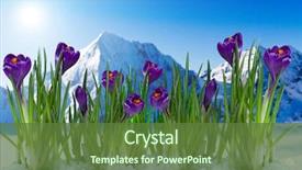  Presentation with k2 mountain - Slide deck consisting of crystal growth - springtime in mountain italian alps background and a tawny brown colored foreground