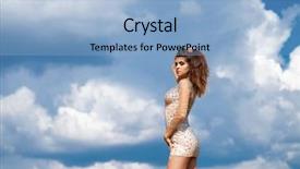  Presentation with coral reefs blue water beautiful sky - Beautiful PPT layouts featuring crystal growth - young beautiful girl posing backdrop and a  colored foreground