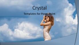  Presentation with sky blue - Beautiful slide deck featuring crystal growth - young beautiful girl posing backdrop and a  colored foreground