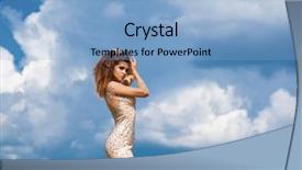  Presentation with coral reefs blue water beautiful sky - Beautiful presentation featuring crystal growth - young beautiful girl posing backdrop and a  colored foreground