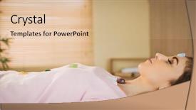  Presentation with healing - Beautiful presentation featuring young woman at crystal healing backdrop and a  colored foreground