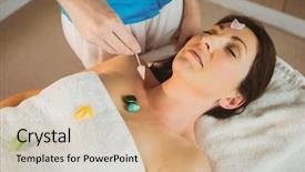  Presentation with healing - PPT theme featuring young woman at crystal healing background and a  colored foreground