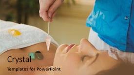  Presentation with crystal - Presentation design consisting of young woman at crystal healing background and a coral colored foreground