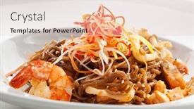  Presentation with crystal - PPT theme featuring crystal noodles with seafood background and a lemonade colored foreground