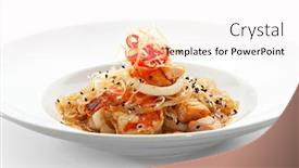  Presentation with crystal - Cool new PPT layouts with crystal noodles with seafood backdrop and a white colored foreground
