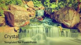  Presentation with water park - Audience pleasing slide set consisting of crystal rocks - waterfall in japanese garden holland backdrop and a mint green colored foreground