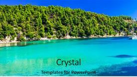  Presentation with crystal - Beautiful PPT theme featuring crystal sea and turquoise waters backdrop and a teal colored foreground