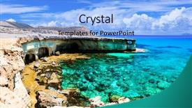  Presentation with rocks formation - Presentation theme consisting of crystal sea and unique rocks background and a light blue colored foreground