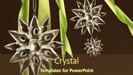  Presentation with crystal - Colorful PPT theme enhanced with crystal snowflakes with green ribbons on dark background backdrop and a tawny brown colored foreground