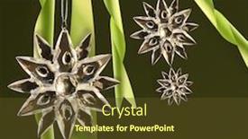  Presentation with crystal - Theme enhanced with crystal snowflakes with green ribbons on dark green background background and a tawny brown colored foreground