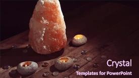  Presentation with table salt - Colorful slides enhanced with crystal stones alternative medicine - himalayan salt lamp and candles backdrop and a wine colored foreground