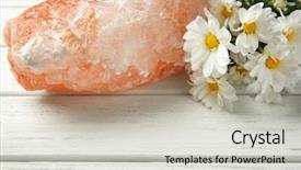  Presentation with alternative - Presentation having crystal stones alternative medicine - himalayan salt lamp and flowers background and a light gray colored foreground
