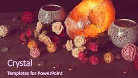  Presentation with table salt - Audience pleasing presentation theme consisting of crystal stones alternative medicine - himalayan salt lamp and flowers backdrop and a tawny brown colored foreground