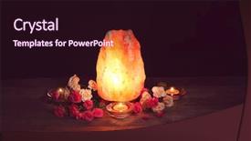  Presentation with table salt - Presentation theme having crystal stones alternative medicine - himalayan salt lamp candles background and a wine colored foreground