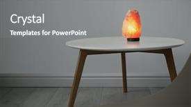  Presentation with table salt - Presentation with crystal stones alternative medicine - himalayan salt lamp on table background and a  colored foreground