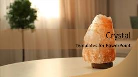  Presentation with table salt - Slides with crystal stones alternative medicine - himalayan salt lamp on table background and a coral colored foreground
