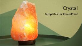  Presentation with table salt - PPT theme having crystal stones alternative medicine - himalayan salt lamp on table background and a mint green colored foreground