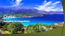  Presentation with crete island - Theme featuring crystal tree - most beautiful beaches of crete background and a ocean colored foreground
