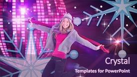  Presentation with disco ball - PPT theme consisting of crystalgraphics free - pretty blonde posing in winter background and a violet colored foreground