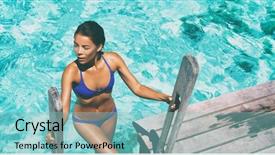  Presentation with luxury fashion - Slide deck featuring crystalline ocean water in fashion background and a light blue colored foreground