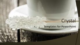  Presentation with crystal sugar - PPT theme consisting of crystallized sugar on wooden stick background and a light gray colored foreground