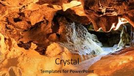  Presentation with take - Presentation design with crystallography - krychtaleva cave indoor view take background and a gold colored foreground