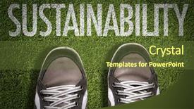  Presentation with sustainability - PPT theme with csr - top view of sneakers background and a tawny brown colored foreground