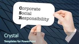  Presentation with direction direct mail campaign written - PPT layouts with csr written in a speechbubble background and a ocean colored foreground