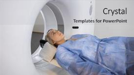  Presentation with radiation - Theme featuring medical radiation - patient going through ct scan background and a light gray colored foreground