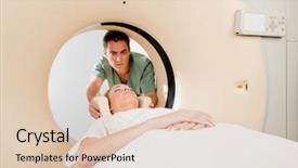  Presentation with scanner - Theme having ct scanner - ct scan technician aligning background and a lemonade colored foreground