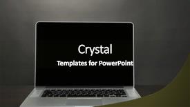  Presentation with ict modern laptop - Slide deck consisting of cualite - modern laptop on table close background and a  colored foreground