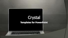  Presentation with ict modern laptop - Audience pleasing PPT theme consisting of cualite - modern laptop on table close backdrop and a  colored foreground